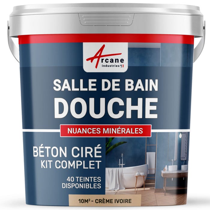 Kit Béton Ciré - Murs Salle De Bains Douche Italienne Creme Ivoire - 10 M² (en 2 Couches) - Arcane Industries
