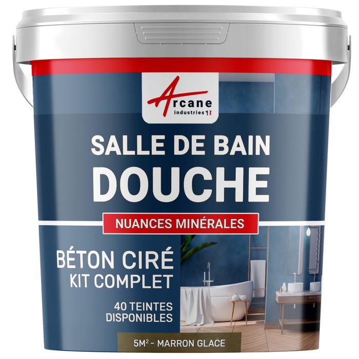 Kit Béton Ciré - Murs Salle De Bains Douche Italienne Marron Glace - 5 M² (en 2 Couches) - Arcane Industries