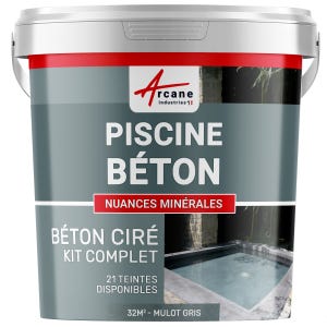 Kit Béton Ciré Piscine Béton - Rénovation et Etanchéité - 32 m² - Mulot Gris - ARCANE INDUSTRIES