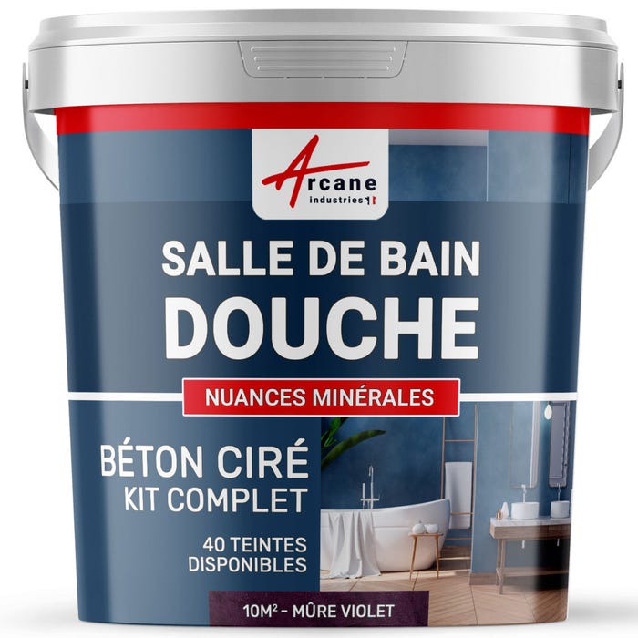 Kit Béton Ciré - Murs Salle De Bains Douche Italienne Mure Violet - 10 M² (en 2 Couches) - Arcane Industries