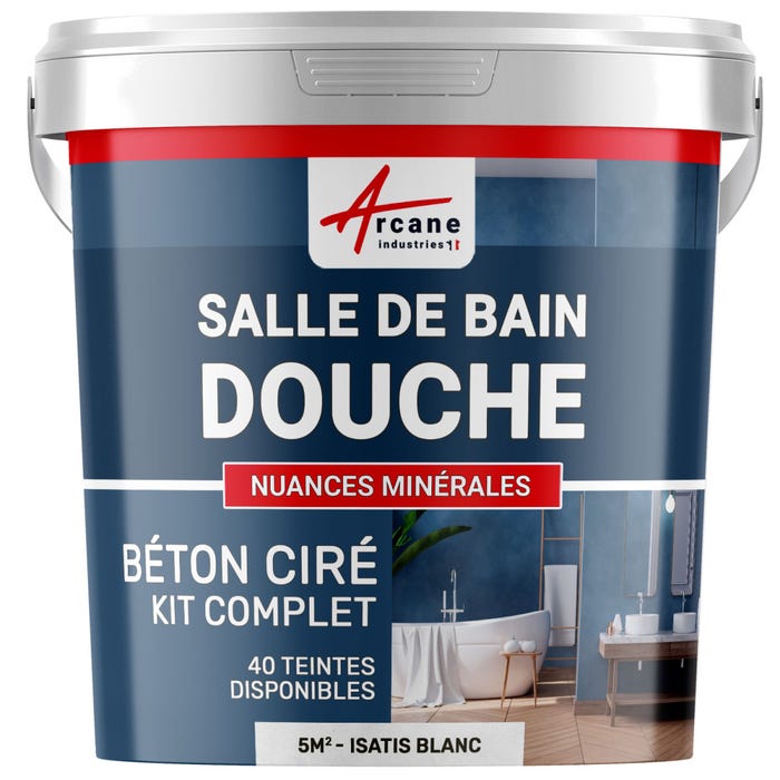 Kit Béton Ciré - Murs Salle De Bains Douche Italienne Isatis Blanc - 5 M² (en 2 Couches) - Arcane Industries