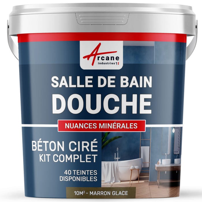 Kit Béton Ciré - Murs Salle De Bains Douche Italienne Marron Glace - 10 M² (en 2 Couches) - Arcane Industries