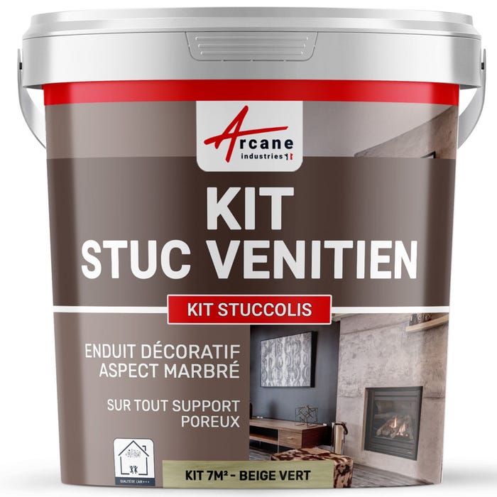 Kit stuc venitien enduit stucco spatulable décoratif - KIT STUCCOLIS Beige Vert - kit jusqu'à 7 m²ARCANE INDUSTRIES