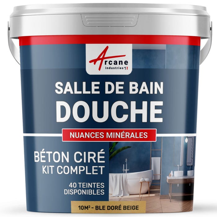 Kit Béton Ciré - Murs Salle De Bains Douche Italienne Blé Doré Beige - 10 M² (en 2 Couches) - Arcane Industries
