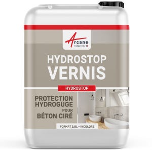 VERNIS BETON CIRE MURS SALLE DE BAINS - HYDROSTOP - 2.5 L - - ARCANE INDUSTRIES