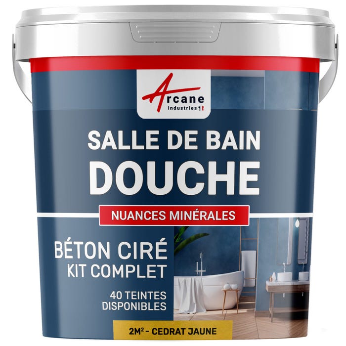 Kit Béton Ciré - Murs Salle De Bains Douche Italienne Cedrat Jaune - 2 M² (en 2 Couches) - Arcane Industries