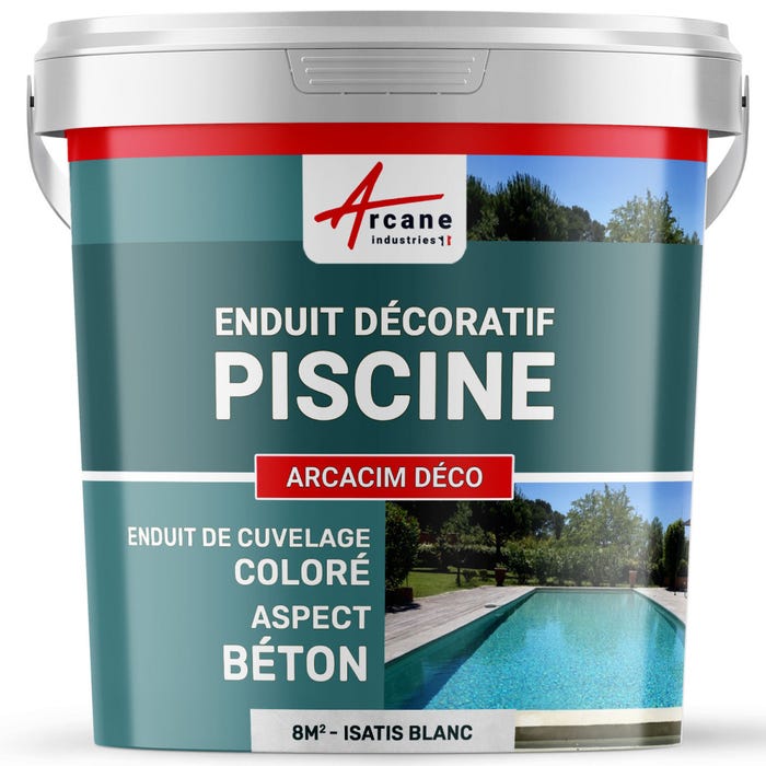 ENDUIT DE CUVELAGE PISCINE FINITION BETON CIRE - ARCACIM DECO - 8 m² - Isatis Blanc - ARCANE INDUSTRIES