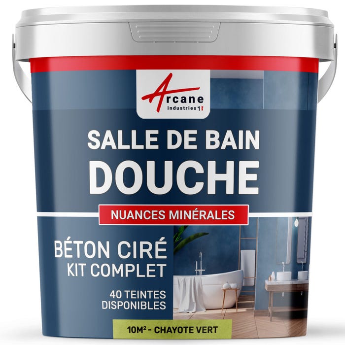 Kit Béton Ciré - Murs Salle De Bains Douche Italienne Chayote Vert - 10 M² (en 2 Couches) - Arcane Industries