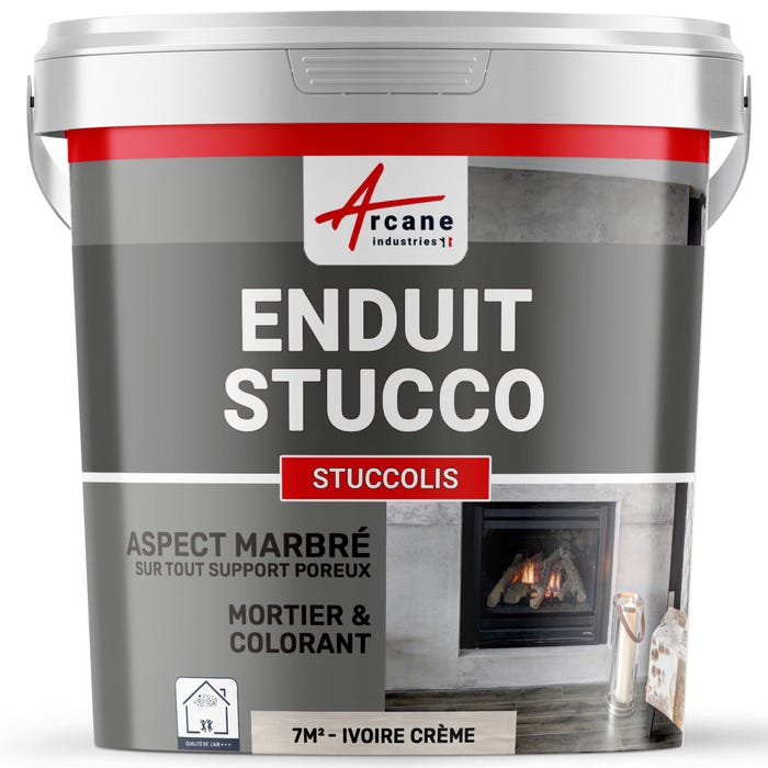 Mortier + teinte - stucco (sans primaire ni finition) - STUCCOLIS Mortier + teinte Ivoire Crème - kit jusqu'à 7 m²ARCANE INDUSTRIES