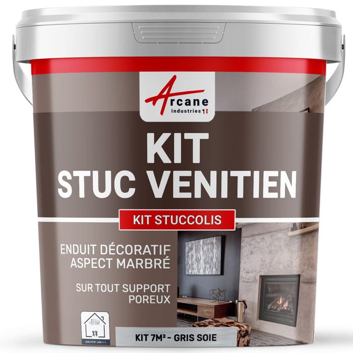 Kit stuc venitien enduit stucco spatulable décoratif - KIT STUCCOLIS Gris Soie - kit jusqu'à 7 m²ARCANE INDUSTRIES