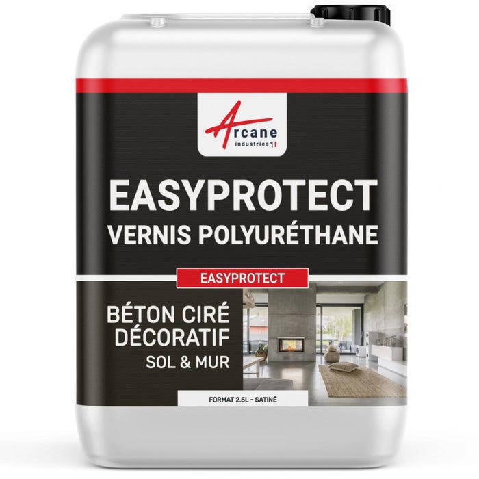Vernis Pu Beton Cire Sols - Easyprotect - 25 M² - Satinée - Arcane Industries