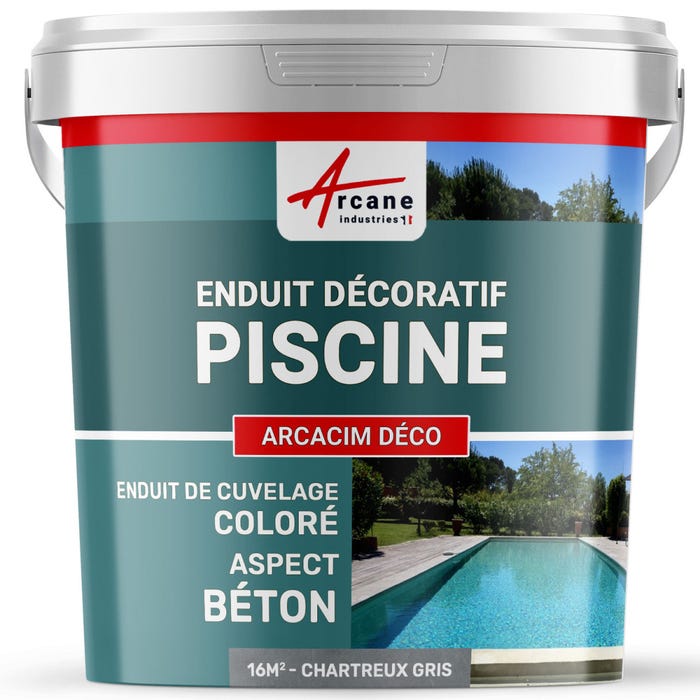 ENDUIT DE CUVELAGE PISCINE FINITION BETON CIRE - ARCACIM DECO - 16 m² - Chartreux - Gris - ARCANE INDUSTRIES