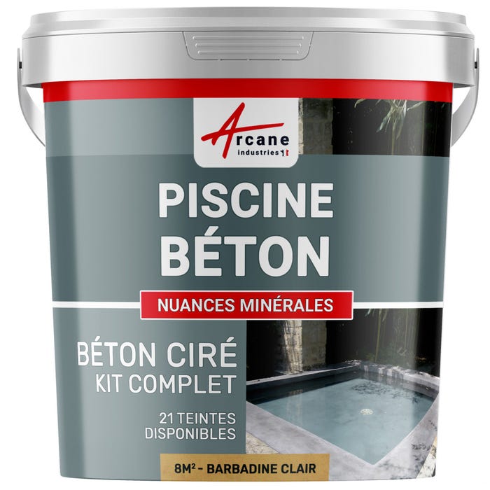 Kit Béton Ciré Piscine Béton - Rénovation et Etanchéité - 8 m² - Barbadine Clair - ARCANE INDUSTRIES