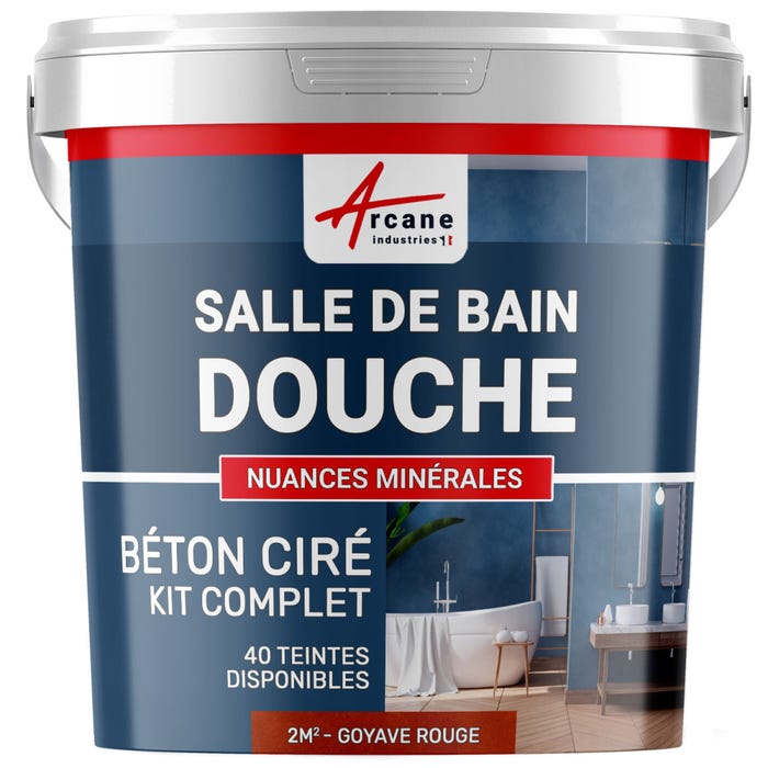 Kit Béton Ciré - Murs Salle De Bains Douche Italienne Goyave Rouge - 2 M² (en 2 Couches) - Arcane Industries