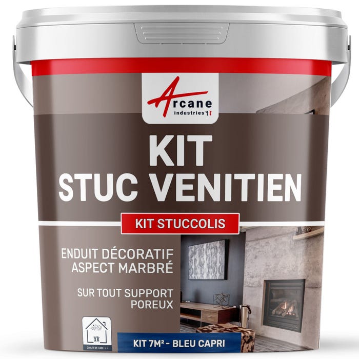 Kit stuc venitien enduit stucco spatulable décoratif - KIT STUCCOLIS Bleu Capri - kit jusqu'à 7 m²ARCANE INDUSTRIES