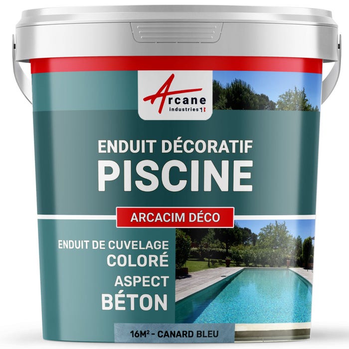 ENDUIT DE CUVELAGE PISCINE FINITION BETON CIRE - ARCACIM DECO - 16 m² - Canard Gris Bleuté - ARCANE INDUSTRIES