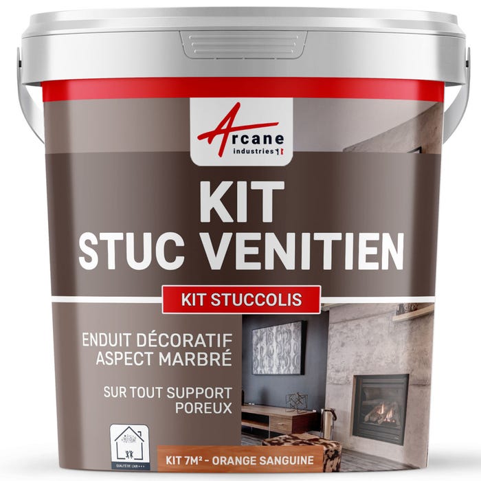 stuc venitien enduit stucco spatulable décoratif - KIT STUCCOLIS Orange Sanguine - kit jusqu'à 7 m²ARCANE INDUSTRIES