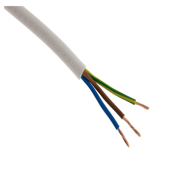 Câble d'alimentation électrique HO5VV-F 3G1 Blanc - 50m