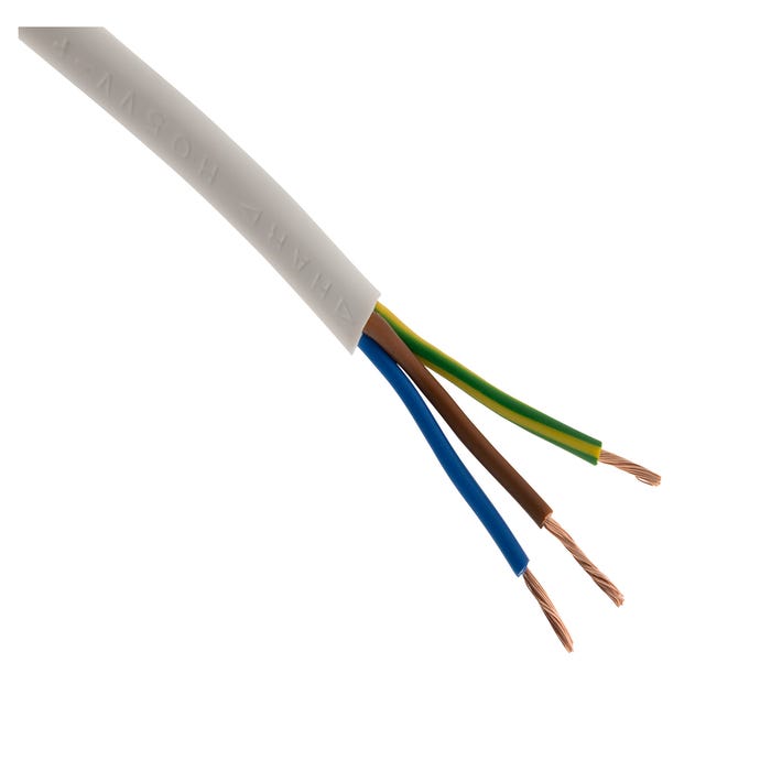 Câble d'alimentation électrique HO5VV-F 3G1,5 Blanc - 5m