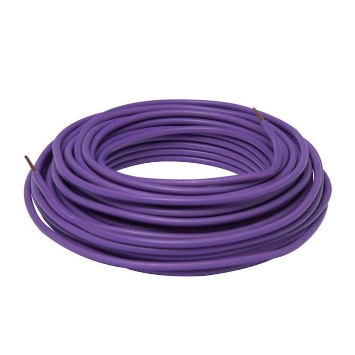 Fil d'alimentation électrique HO7V-U 1,5mm² Violet - 10m