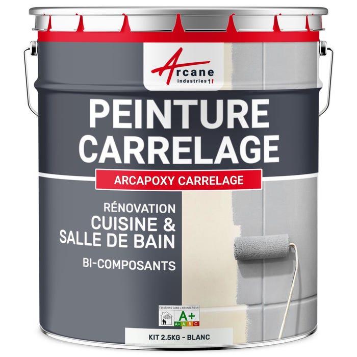 Peinture Carrelage Cuisine & Salle de bain - ARCAPOXY CARRELAGE Blanc - RAL 9003 - 2.5 kg (jusqu'à 25 m² en 2 couches)ARCANE INDUSTRIES