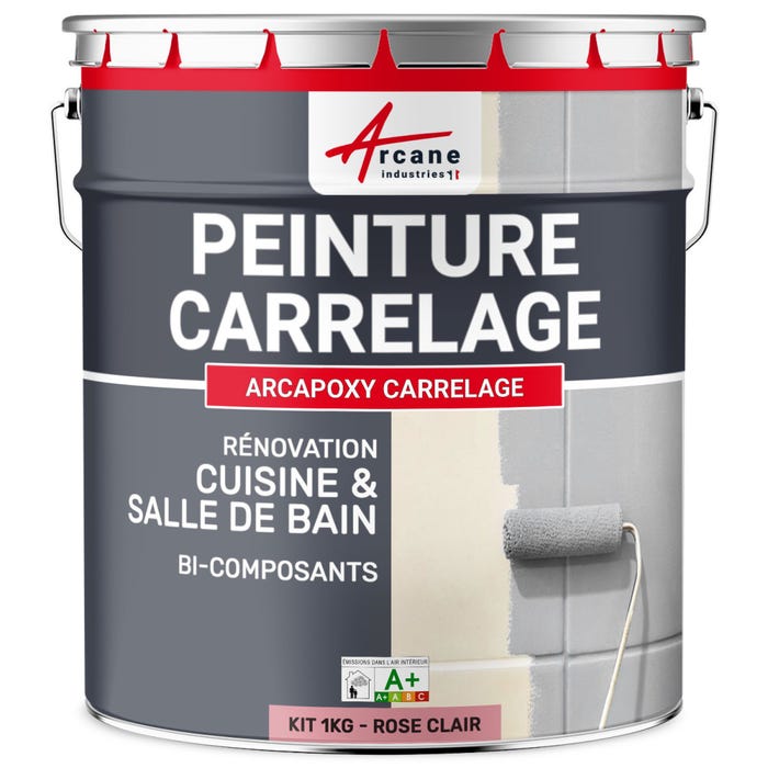 Peinture Carrelage Cuisine & Salle de bain - ARCAPOXY CARRELAGE Rose Clair - RAL 3015 - 1 kg (jusqu'à 10 m² en 2 couches)-ARCANE INDUSTRIES