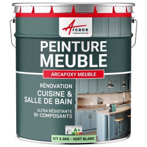 Peinture Meuble Cuisine, Salle de Bain - Résine ARCAPOXY MEUBLE - 2.5 kg (jusqu'à 30 m² en 2 couches) - Vert Blanc - RAL 6019 - ARCANE INDUSTRIES