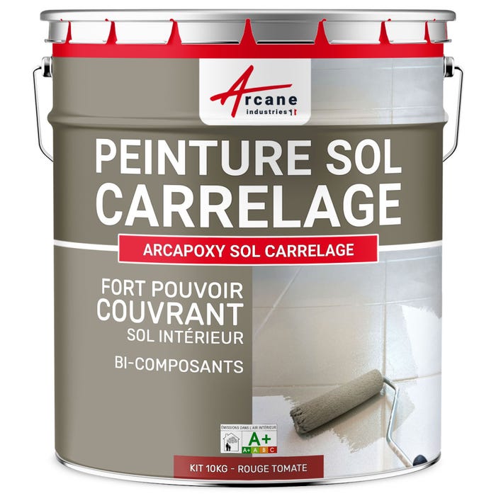 Peinture Résine Sol Carrelage - ARCAPOXY SOL CARRELAGE - 10 kg (jusqu'à 50 m² en 2 couches) - Rouge Tomate - RAL 3013 - ARCANE INDUSTRIES