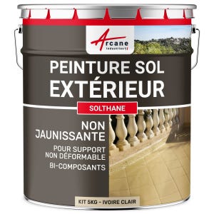 Peinture polyuréthane pour béton haute résistance non jaunissante - SOLTHANE - 5 kg - Ivoire Claire - RAL 1015 - ARCANE INDUSTRIES