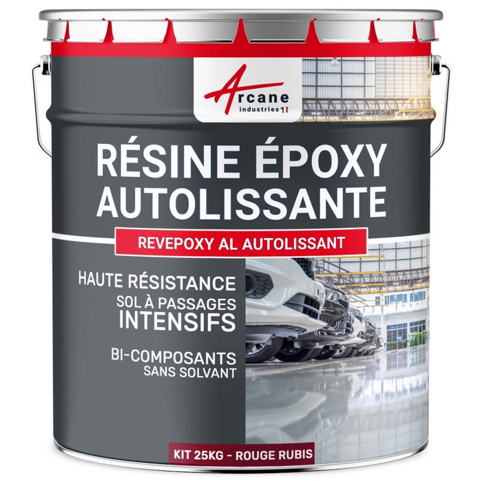 Résine Epoxy Autolissante Sols - Revepoxy Al Rouge Rubis - Ral 3003 - 25 Kg - Arcane Industries