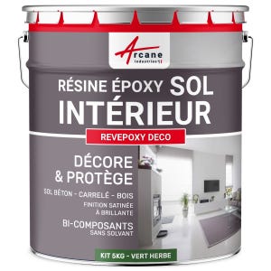 PEINTURE EPOXY SOL - REVEPOXY DECO - 5 Kg (jusqu'à 14 m² en 2 couches) - Vert Herbe - RAL 6010 - ARCANE INDUSTRIES