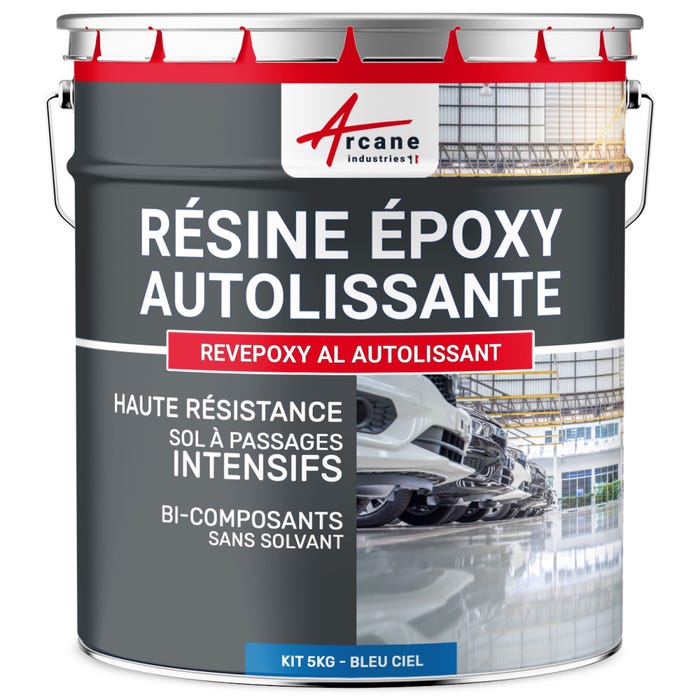 Résine epoxy autolissante sols - REVEPOXY AL Bleu Ciel - RAL 5015 - 5 kgARCANE INDUSTRIES