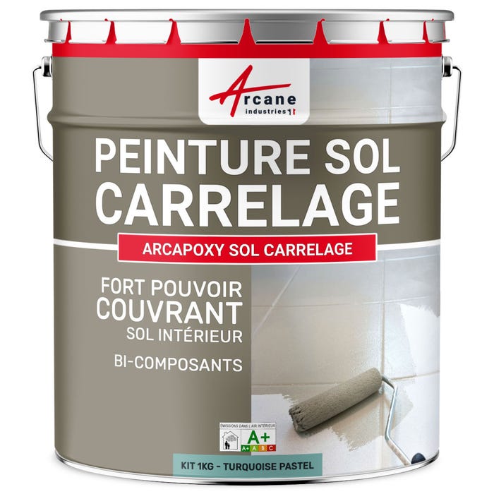 Peinture Résine Sol Carrelage - ARCAPOXY SOL CARRELAGE - 1 kg (jusqu'à 5 m² en 2 couches) - Turquoise Pastel - RAL 6034 - ARCANE INDUSTRIES