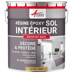 PEINTURE EPOXY SOL - REVEPOXY DECO - 25 kg (jusqu'à 70 m² en 2 couches) - Beige - RAL 1001 - ARCANE INDUSTRIES