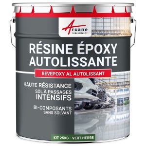 Résine Epoxy Autolissante Sols - Revepoxy Al Vert Herbe - Ral 6010 - 25 Kg - Arcane Industries