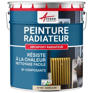 Peinture Radiateur fonte acier alu - PEINTURE RADIATEUR - 1 kg (jusqu'à 5 m² en 2 couches) - Ivoire Clair - RAL 1015 - ARCANE INDUSTRIES