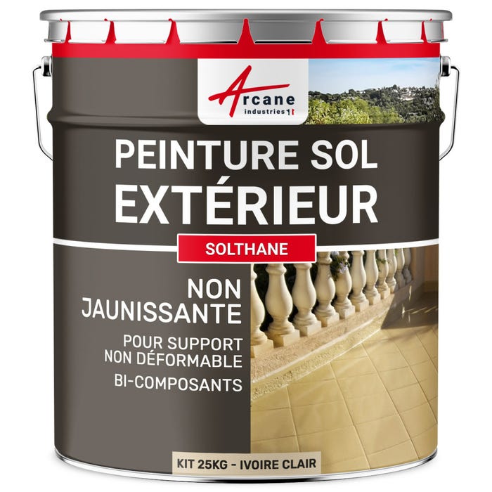 Peinture polyuréthane pour béton haute résistance non jaunissante - SOLTHANE - 25 kg - Ivoire Claire - RAL 1015 - ARCANE INDUSTRIES