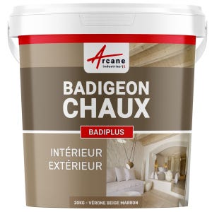 Badigeon à la chaux intérieur extérieur - BADIPLUS - 20 kg (jusqu'à 100 m²) - Vérone - Beige Marron - ARCANE INDUSTRIES
