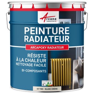 Peinture Radiateur fonte acier alu - PEINTURE RADIATEUR - 1 kg (jusqu'à 5 m² en 2 couches) - Blanc Cassé - Crème - RAL 9001 - ARCANE INDUSTRIES
