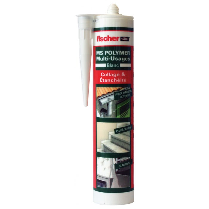 Mastic-Colle FISCHER MS Polymer polyvalent Blanc Cartouche 290 ml