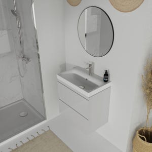 Meuble salle de bain-60x37.5 cm-Gain de place-Gris Clair-Moduo Slim