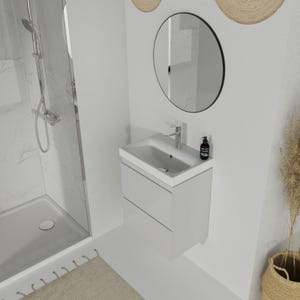 Meuble salle de bain-50x35cm-Gain de place-Gris Clair-Moduo Slim