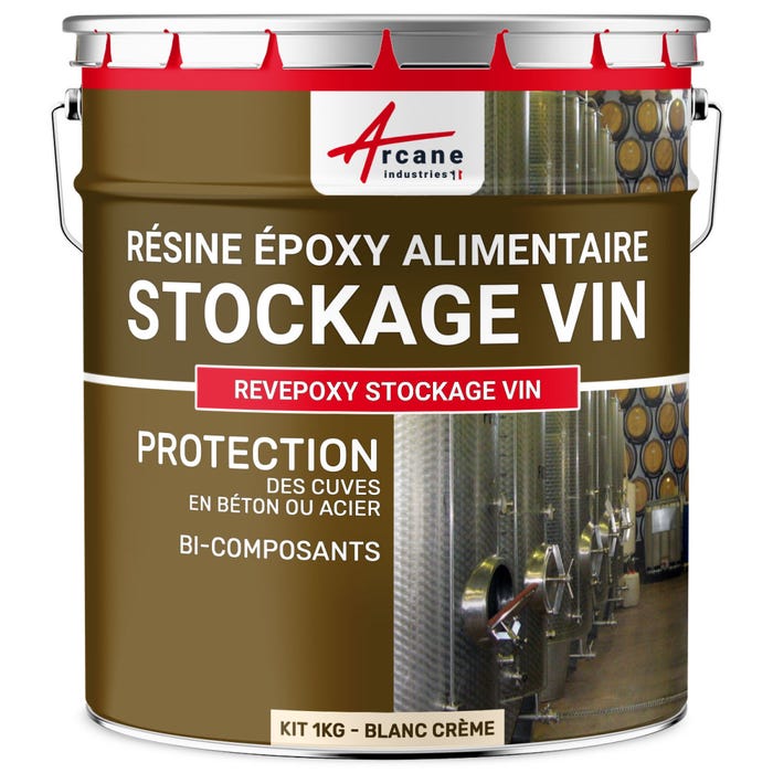 Resine epoxy pour Cuve a Vin - REVEPOXY STOCKAGE VIN - 1 kg - Blanc Crème - ARCANE INDUSTRIES
