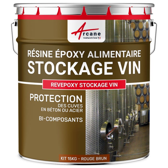 Resine epoxy pour Cuve a Vin - REVEPOXY STOCKAGE VIN - 15 kg - Rouge Brun - Ral 3011 - ARCANE INDUSTRIES