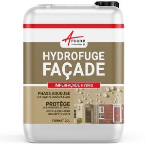Hydrofuge Imperméabilisant Façade, mur, crépi, enduit - IMPERFACADE HYDRO - 20 L (jusqu'à 100 m²) - - ARCANE INDUSTRIES