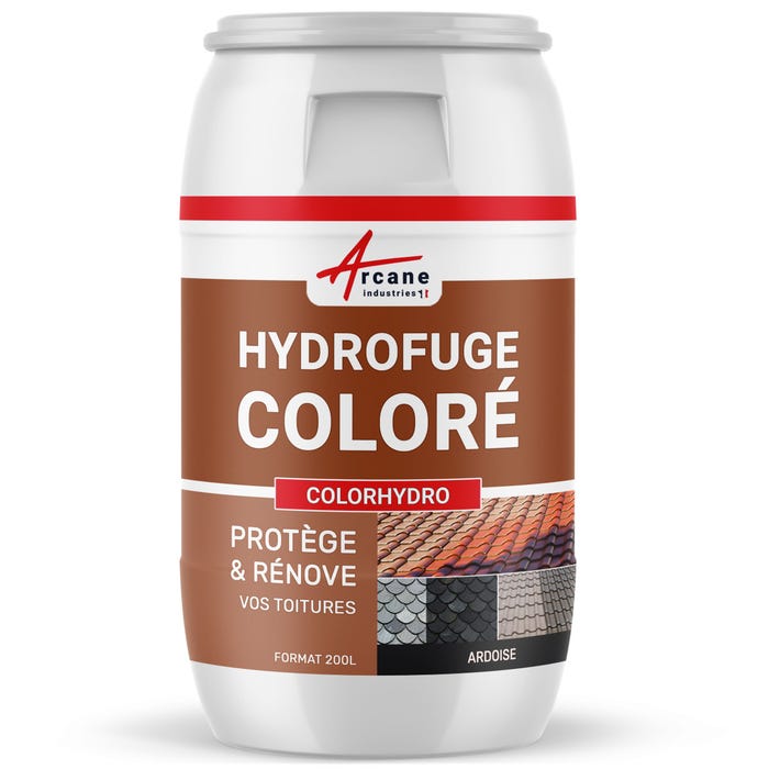 Hydrofuge Coloré Tuile et Toiture - COLORHYDRO - 200 L - Ardoise - RAL 9004 - ARCANE INDUSTRIES