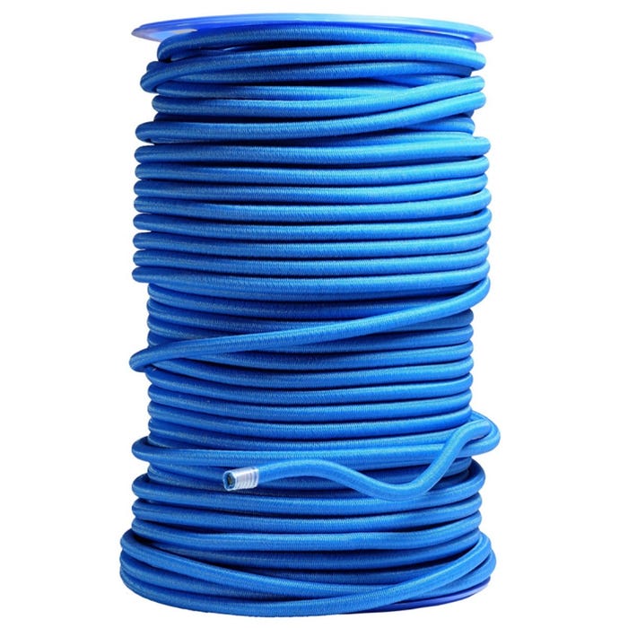 Sandow élastique Bleu 15 mètres - Qualité PRO TECPLAST 9SW - Tendeur pour bâche de diamètre 9 mm
