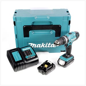 Makita DHP 453 Perceuse visseuse à percussion sans fil 18V 42Nm + 2x Batteries 2 Ah + Chargeur + Coffret Makpac 2