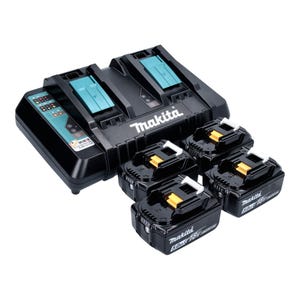 Makit Kit Li 18V - 4x Batteries BL1850B 5,0Ah + DC18RD Chargeur double ( 199483-0 )