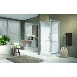 Cabine de douche standard sans coiffe 80 x 80 cm mécanique verre transparent profilé blanc MEDIA 2.0 GF Novellini